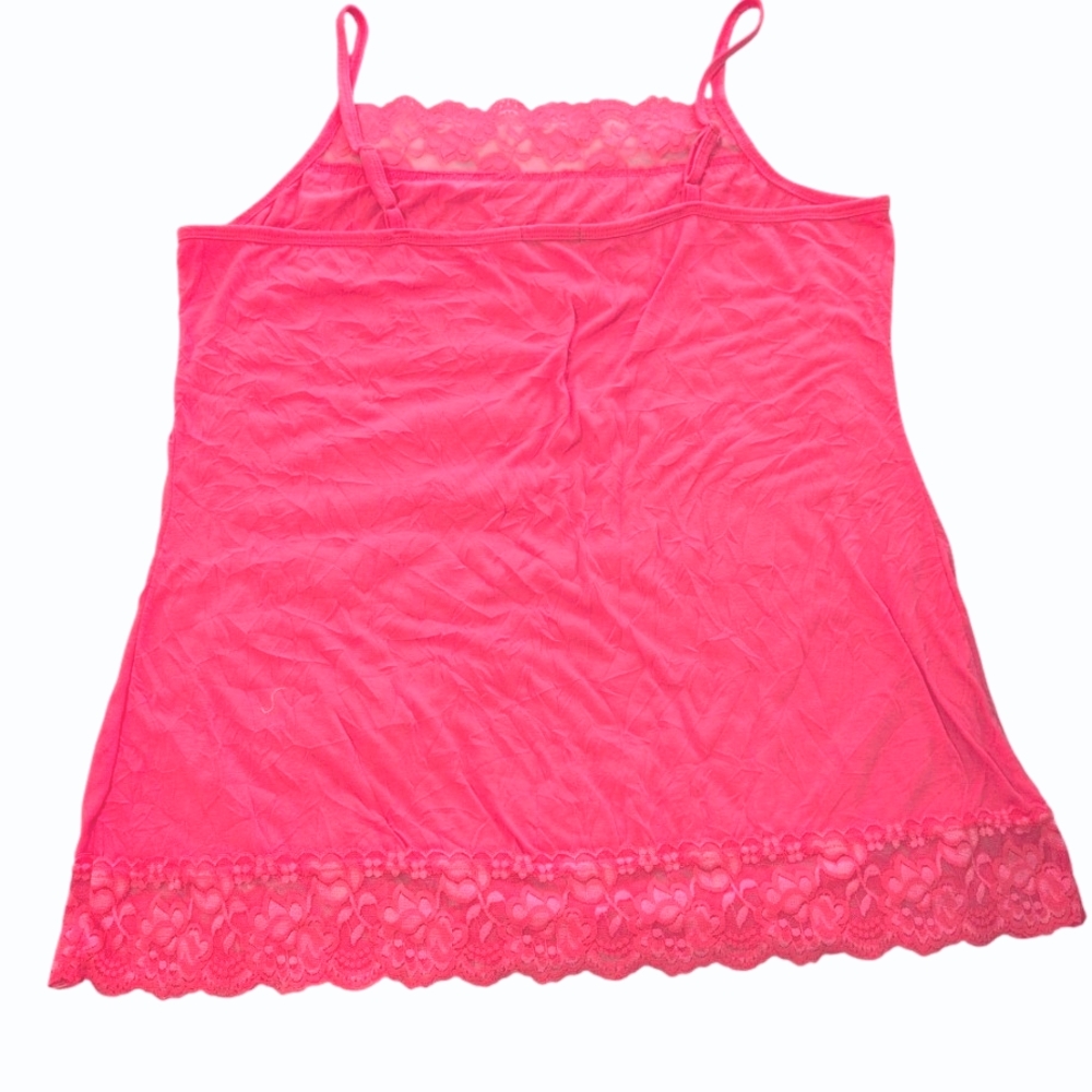 Tank Top Camisole Coral 1/L Lace Boho Crinkled Festival Boho Stretch Fairycore